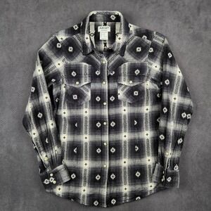 Ariat Real Thunderstorm Pearl Snap Shirt Womens Medium Flannel Aztec Long Sleeve